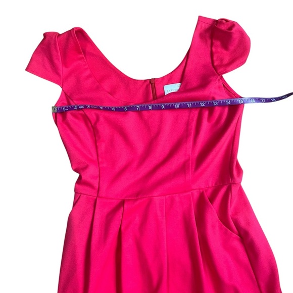 Amanda Uprichard Short Sleeve Bright Coral Pink Pleated Pocket Dress Medium - Picture 4 of 10